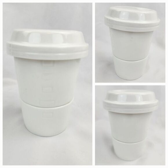 ☕️Starbucks 2012 Ivory Embossed Logo Stackable Bowls & Lid Set - Picture 4 of 12